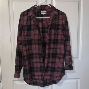 Madewell Classic Purple, Red and Black Plaid Shirt
